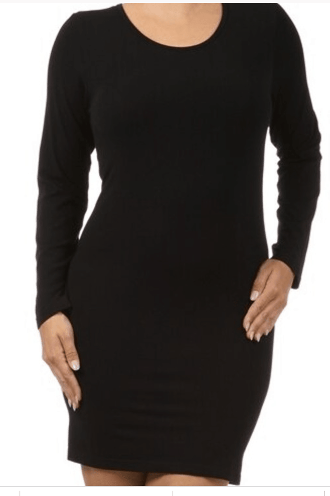 Plus Size Long Sleeve Body Dress - Robin Boutique-Boutique 