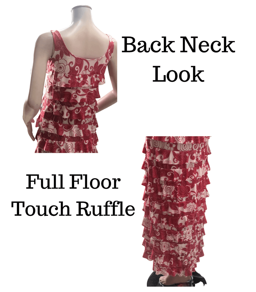Ruffle Maxi Dress in Brilliant red and white with Glitter print - Robin Boutique-Boutique 