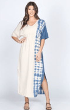 M.Rena Border Tie Dye Double Guaze Maxi Dress with Waist Tie - Robin Boutique-Boutique 