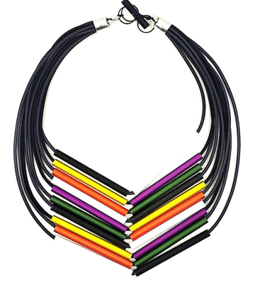 Christina Brampti Asymmetrical Multi Strand Necklace with Aluminum Tubes 1994 - Robin Boutique-Boutique 