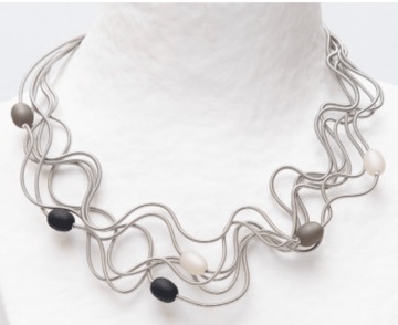 Sandrine Squishy Liane Pearl Necklace in White Pearls on Silver and White - Robin Boutique-Boutique 