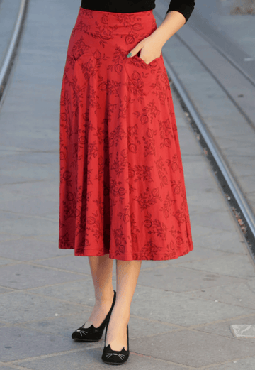 Effie's Heart Picnic Skirt Pomegranate Print - Robin Boutique-Boutique 