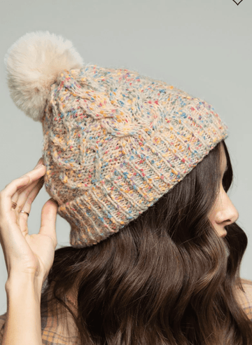 Multi Colored Pom Pom Knit Beanie Hat One Size 0040 - Robin Boutique-Boutique 