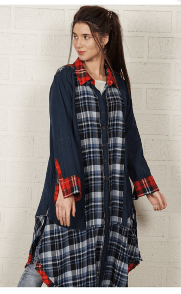 Mixed Plaid Shirt Dress by The PaperLace - Robin Boutique-Boutique 