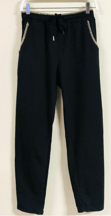 Black Jogger Pants with Lurex Edging By Venti6 62033-W22 - Robin Boutique-Boutique 