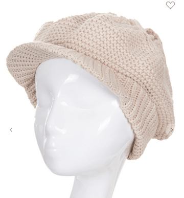 Knit Flower Aran Visor Beanie Cap Hat -H2018 - Robin Boutique-Boutique 