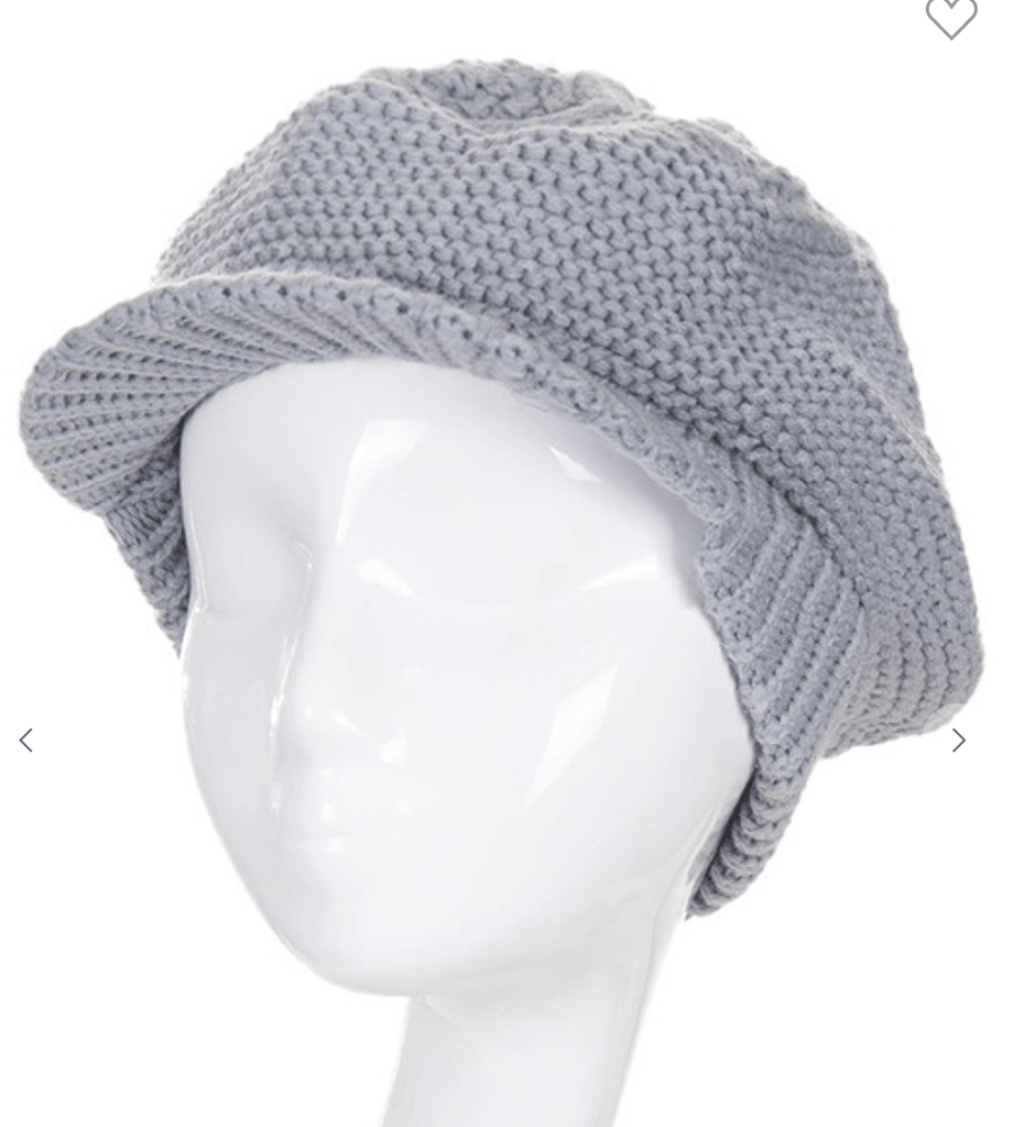 Knit Flower Aran Visor Beanie Cap Hat -H2018 - Robin Boutique-Boutique 
