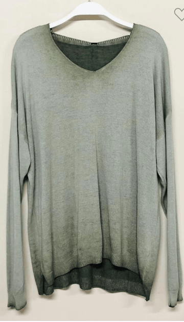 2 tone dip dyed Italian made Lightweight Long Sleeve Top by Venti6 1914 - Robin Boutique-Boutique 
