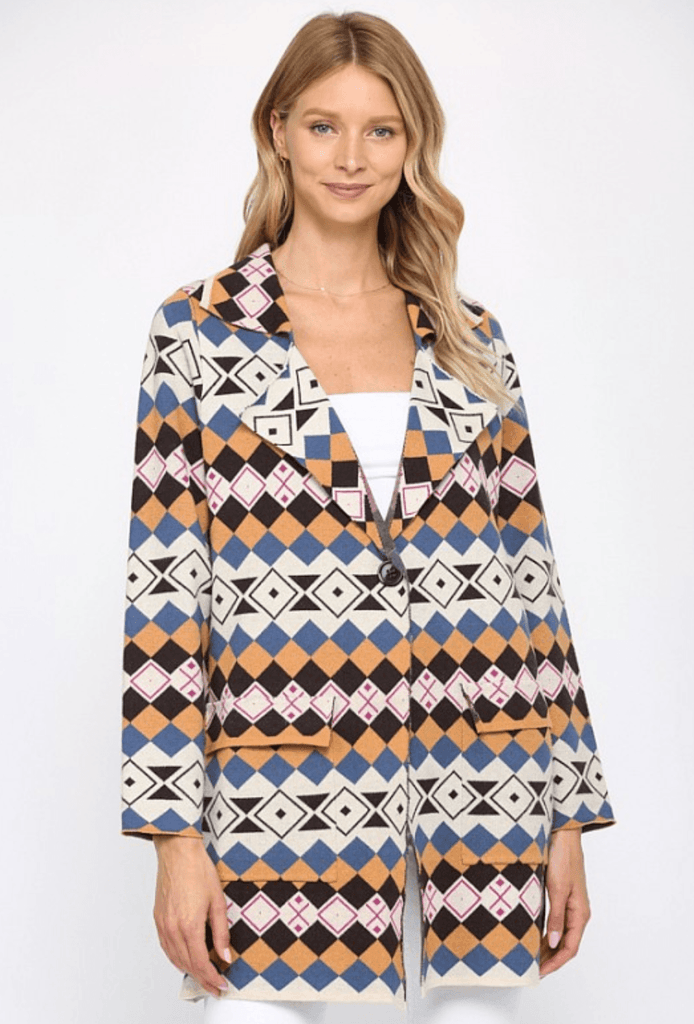 FATE Jacket in geo print and pockets FW6555 - Robin Boutique-Boutique 