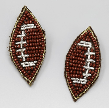 Small Beaded Football Post Earrings 134151 - Robin Boutique-Boutique 