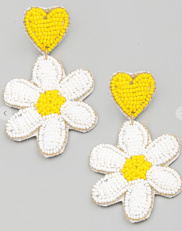 Beaded Earrings in Daisy Flower - Robin Boutique-Boutique 