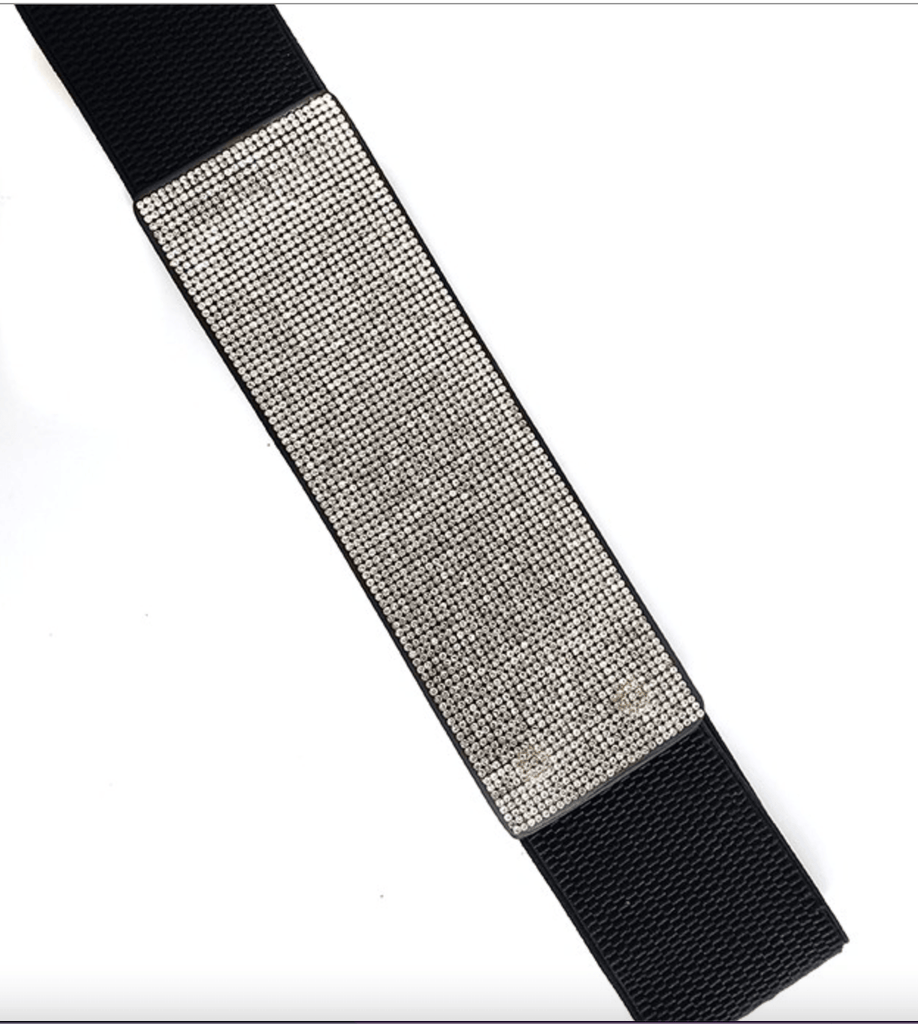Rhinestone black elastic belt 5053 - Robin Boutique-Boutique 