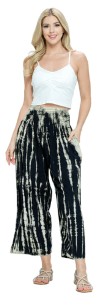 Yak Yeti Tye-Dye Capri w/ Lace Detail Pants 23161 - Robin Boutique-Boutique 