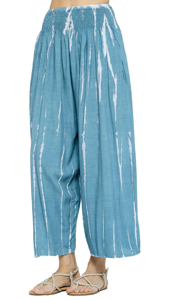 Yak Yeti Cropped Tye Dye Pants 23186-AQUA - Robin Boutique-Boutique 