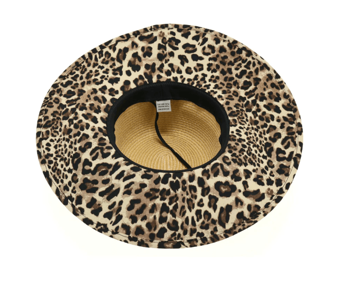 C.C Beanie Straw Brim Hat w/Leopard Print ST3003 - Robin Boutique-Boutique 