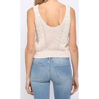 Natural Cotton Aran Cable Knit Tank Top - Robin Boutique-Boutique 