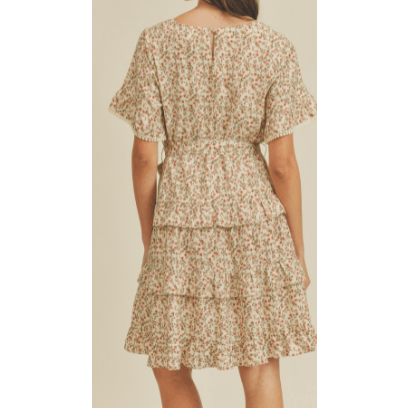 Floral Short Sleeve V-Neck Dress by On You - Robin Boutique-Boutique 