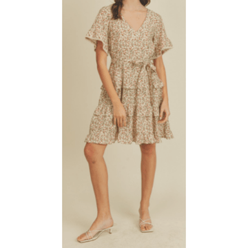 Floral Short Sleeve V-Neck Dress by On You - Robin Boutique-Boutique 