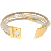White Leather Gold Bead Bracelet - Robin Boutique-Boutique 