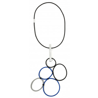 Christina Brampti Silver, Black, & Blue Circle Necklace - Robin Boutique-Boutique 