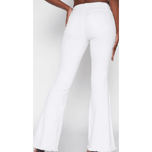 32" Regular Inseam White Distressed Denim Bell Bottom Jeans - Robin Boutique-Boutique 