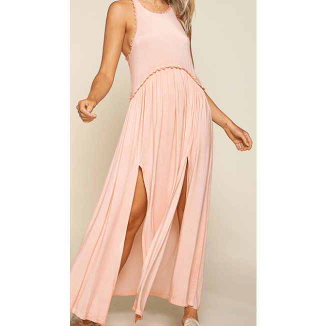 Baby Doll Midi Dress with Front Slits - Robin Boutique-Boutique 