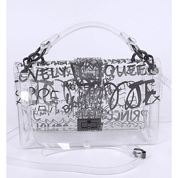 Clear/Black Graffiti Hand Bag - Robin Boutique-Boutique 