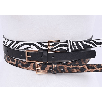 Narrow Solid and Animal Print Belt - Robin Boutique-Boutique 