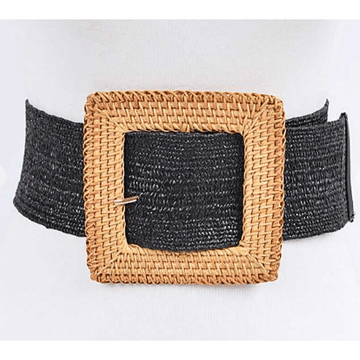 Bamboo Square Buckle with Elastic Belt - Robin Boutique-Boutique 