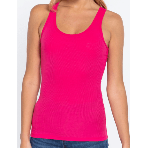Rib Knit Tank Top with Racerback - Robin Boutique-Boutique 