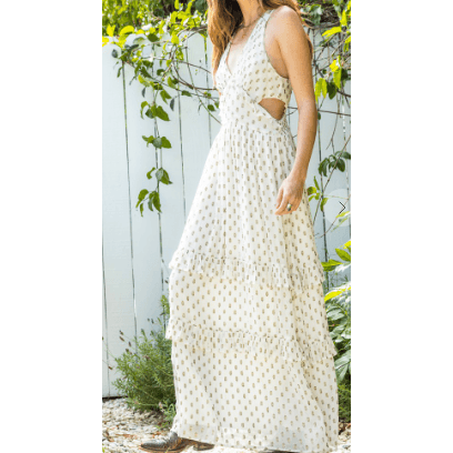 PT Polka Dot Maxi Dress with Side Cuts - Robin Boutique-Boutique 