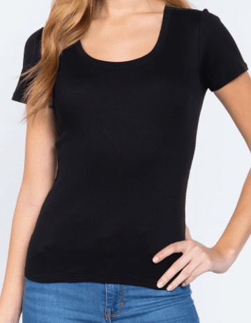 Scoop Neck Top with Short Sleeves - Robin Boutique-Boutique 