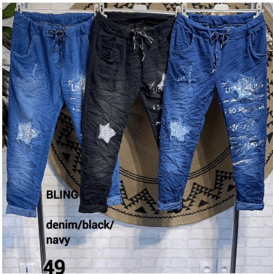 Sequin Denim Pants - Robin Boutique-Boutique 