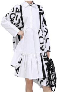 Black & White Ruffle Shirt Dress - Robin Boutique-Boutique 