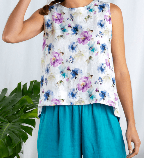 Parfait Floral Linen Sleeveless Tank Top - Robin Boutique-Boutique 