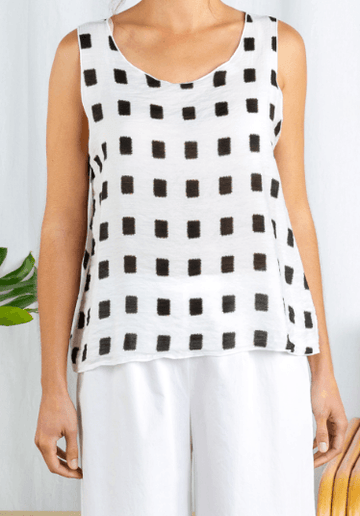 Sleeveless Summery Square Dot Tank Top - Robin Boutique-Boutique 