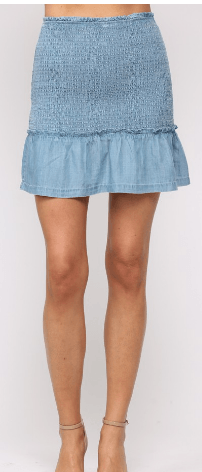 FATE Sky Blue Mini Skirt with Sheering Z004 - Robin Boutique-Boutique 