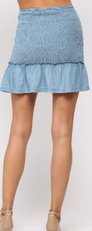 FATE Sky Blue Mini Skirt with Sheering Z004 - Robin Boutique-Boutique 