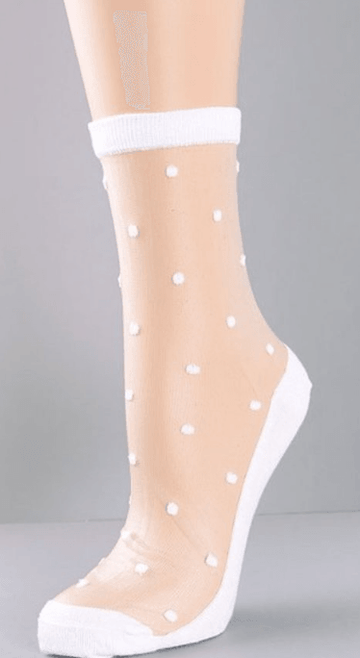 Polka Dot Mesh Socks in black and white 2928 - Robin Boutique-Boutique 