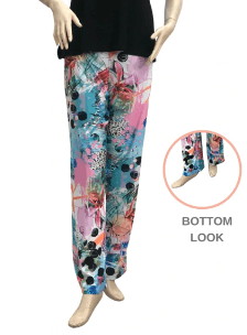 Multi Color Abstract Print Straight Leg Palazzo Pants - Robin Boutique-Boutique 