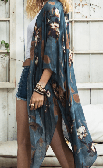 Celeste Blue Floral Kimono - Robin Boutique-Boutique 