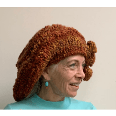 Handknit free form non wool Hat in rust tones and textures - Robin Boutique-Boutique 