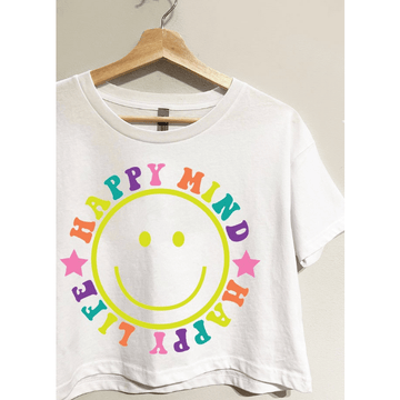 "Happy Mind Happy Life" Crop Top T-Shirt - Robin Boutique-Boutique 