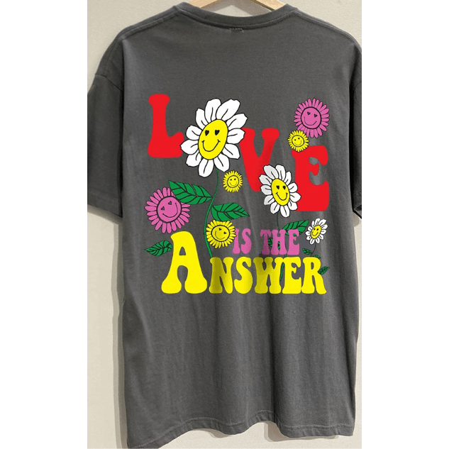 "Love Is the Answer" Oversized Tee Shirt - Robin Boutique-Boutique 