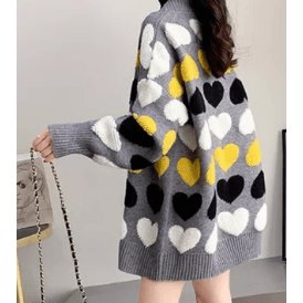Long Sleeve Hearts Cardigan - Robin Boutique-Boutique 