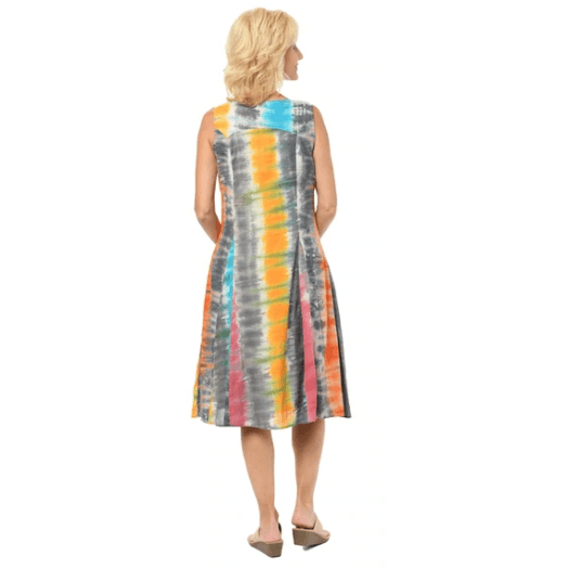 Colorful Tye-dye Sleeveless Dress by Tulip - Robin Boutique-Boutique 