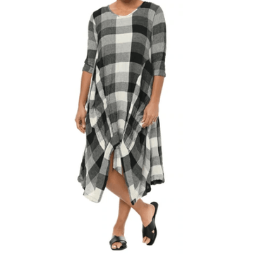 Plaid Half Sleeve Dress - Robin Boutique-Boutique 