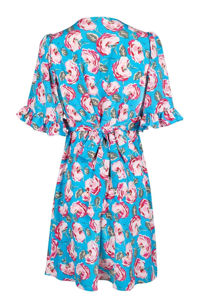Betsey Johnson Tropical Blue Floral Short Sleeve Dress - Robin Boutique-Boutique 
