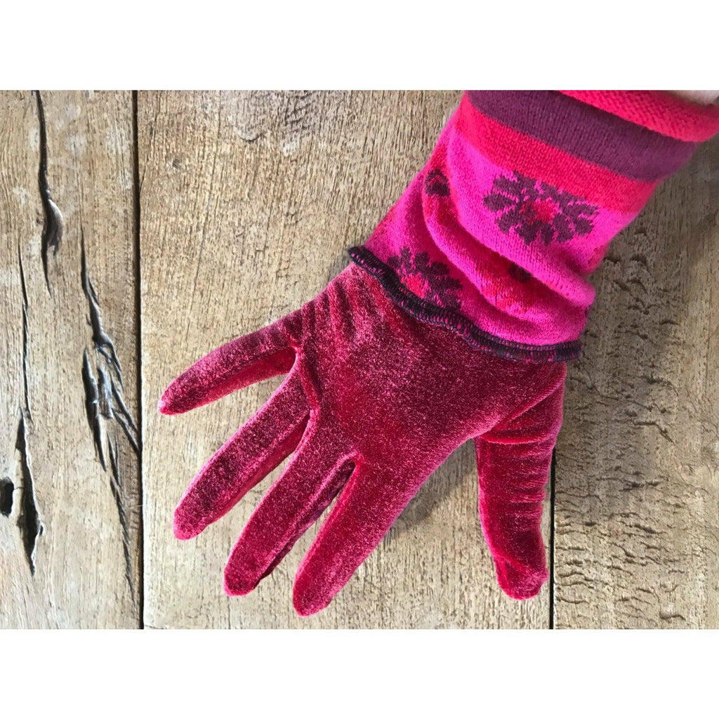 Recycled sweater full finger gloves. Toasty soft VELVET winter gloves stretch fit. Many colors or special order a color. - Robin Boutique-Boutique 