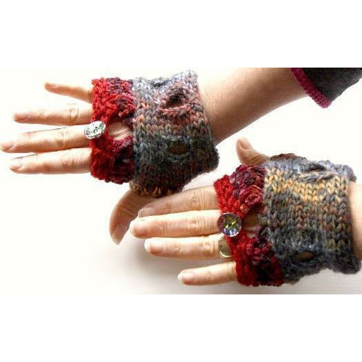 Swiss Cheese Melts Fingerless fingers free gloves or mittens knit pattern. Wonderful to wear year round. - Robin Boutique-Boutique    &.  Reloved Fabrics
